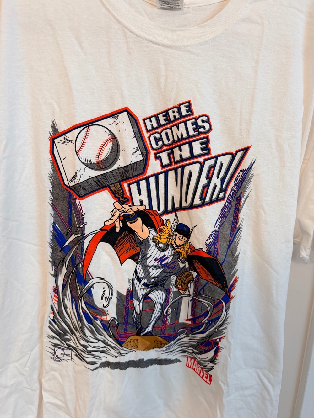 Marvel White T-Shirt with Red, Blue and Black Graphic
